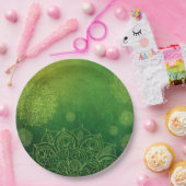 神秘的な深緑色の曼荼羅のパーティーの紙皿 ペーパープレート (パーティー)