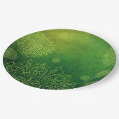 神秘的な深緑色の曼荼羅のパーティーの紙皿 ペーパープレート (アングル)