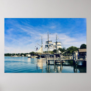 神秘的な港クリッパー船ポスター ポスター