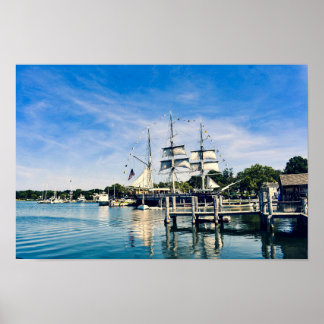 神秘的な港クリッパー船ポスター ポスター