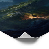 神秘的な湖と山の谷 – Landscap ポスター (角)