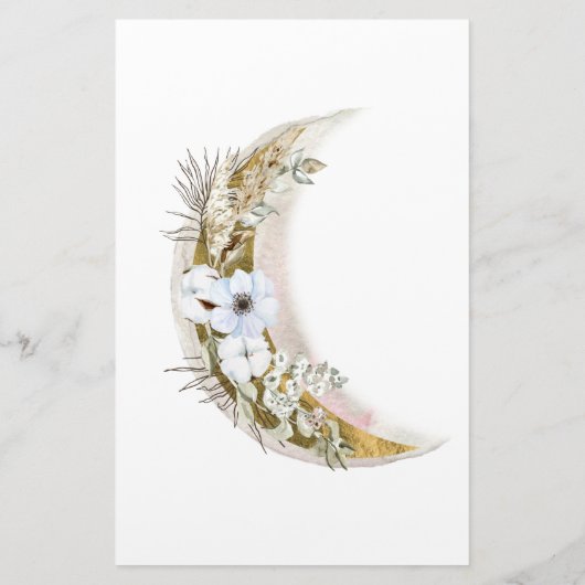 神秘的な満月ボヘミアンピンク文房具紙 便箋 (裏面)