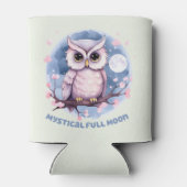 神秘的な満月 – パステルパープルナイトスカイ – フクロウ 缶クーラー (裏面)