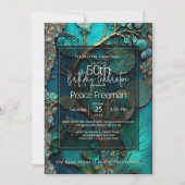神秘的な滝 | ボタニカルジェムストーンアブストラクト 招待状 (正面)