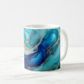 神秘的な潮流:コバルトとティールの芸術 コーヒーマグカップ (正面右)