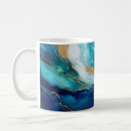神秘的な潮流:コバルトとティールの芸術 コーヒーマグカップ