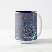 神秘的な濃紺の(占星術の)十二宮図の印の蠍座 ツートーンマグカップ (正面右)