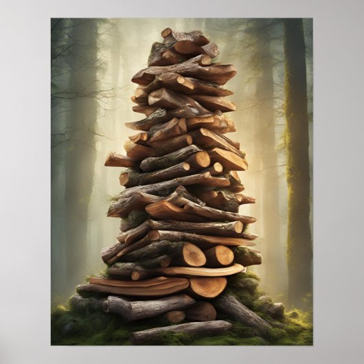 神秘的な火の木の積み上げ芸術 ポスター (正面)