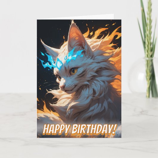 神秘的な炎の猫なじみ カード (正面)