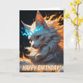 神秘的な炎の猫なじみ カード (黄色い花)