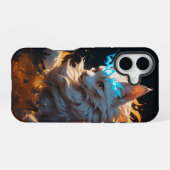 神秘的な炎の猫なじみ iPhone 16ケース (裏面横)