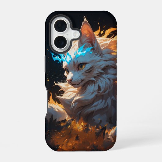 神秘的な炎の猫なじみ iPhone 16ケース (裏面)