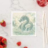 神秘的な狐の竜の水彩画 (2) スタンダードカクテルナプキン (インサイチュ)