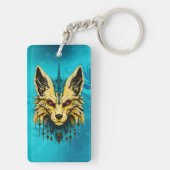 神秘的な狐の頭、高貴で神秘的。 キーホルダー (裏面)