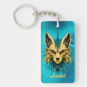神秘的な狐の頭、高貴で神秘的。 キーホルダー (正面)