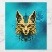 神秘的な狐の頭、高貴で神秘的。 ワインラベル (シングルラベル)