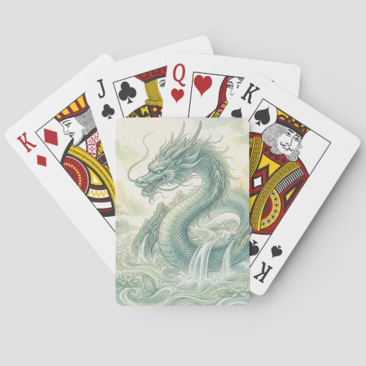 神秘的な狐竜の水彩画 (2) トランプ (裏面)