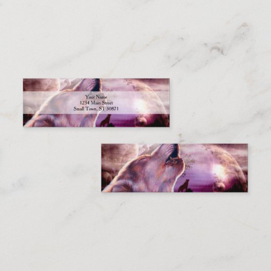 神秘的な狼が月で吠える スキニー名刺 (正面/裏面)