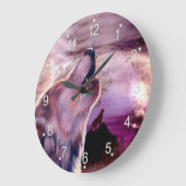 神秘的な狼が月で吠える ラージ壁時計 (傾斜)