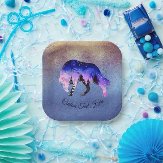 神秘的な狼の霊パーソナライズされた動物 ペーパープレート (パーティー)