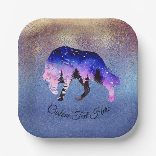 神秘的な狼の霊パーソナライズされた動物 ペーパープレート (正面)