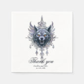 神秘的な狼の頭。 スタンダードカクテルナプキン (正面)