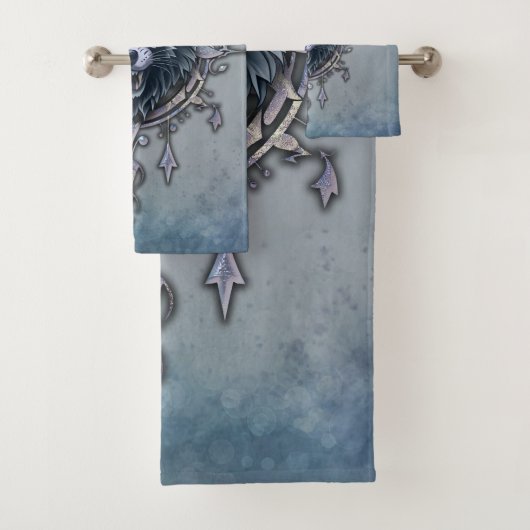 神秘的な狼の頭。 バスタオルセット (インサイチュ)