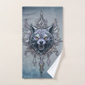 神秘的な狼の頭。 バスタオルセット (ハンドタオル)