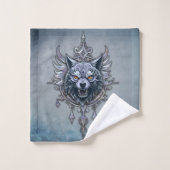 神秘的な狼の頭。 バスタオルセット (ウォッシュタオル)