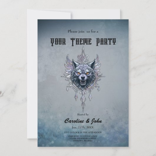 神秘的な狼の頭。 招待状 (正面)