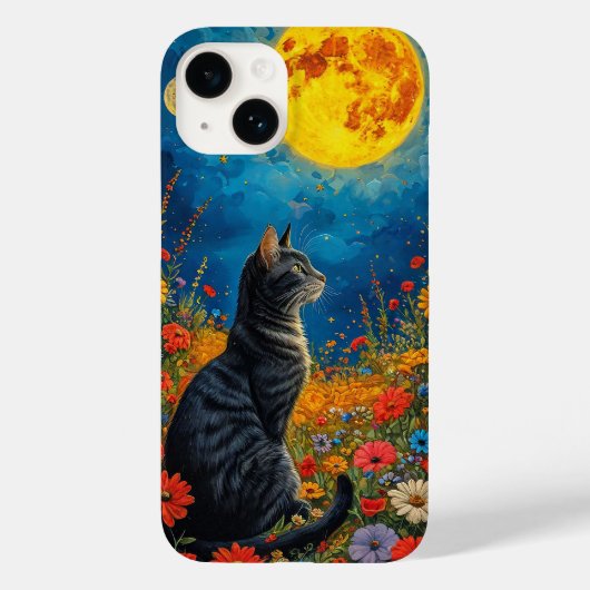 神秘的な猫と月の夜空の美しい景色 Case-Mate iPhoneケース (裏面)