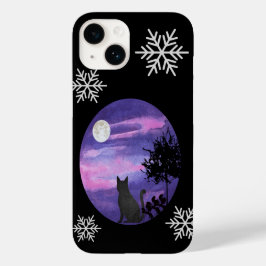 神秘的な猫と月 – 夢のような紫の夜の水彩 Case-Mate iPhone 14ケース