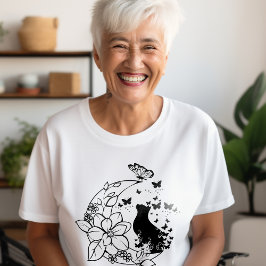 神秘的な猫と月 Tシャツ