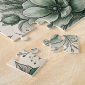 神秘的な猫と花 ジグソーパズル (側面)