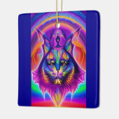 神秘的な猫オーナメント セラミックオーナメント (左)
