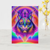 神秘的な猫グリーティングカード カード (黄色い花)