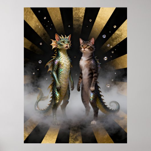 神秘的な猫ドラゴンの生物 ポスター (正面)