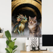 神秘的な猫竜の生物たち驚愕 ポスター (ホームオフィス)
