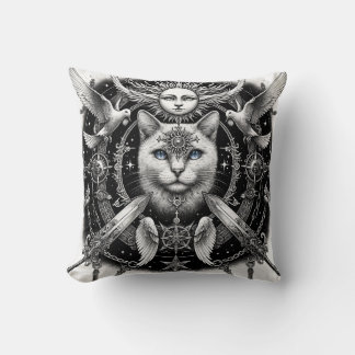 「神秘的な猫」 クッション