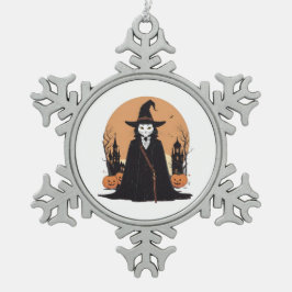 神秘的な猫 スノーフレークピューターオーナメント