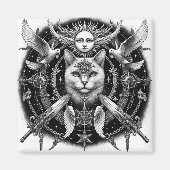 「神秘的な猫」 マグネット (正面)