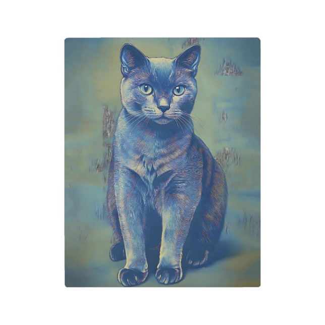 神秘的な猫 メタルプリント (正面)