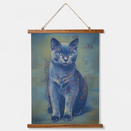 神秘的な猫 吊り下げ型タペストリー (正面)