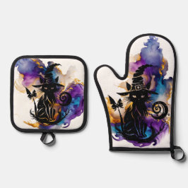 神秘的な猫 鍋つかみ&鍋敷きセット