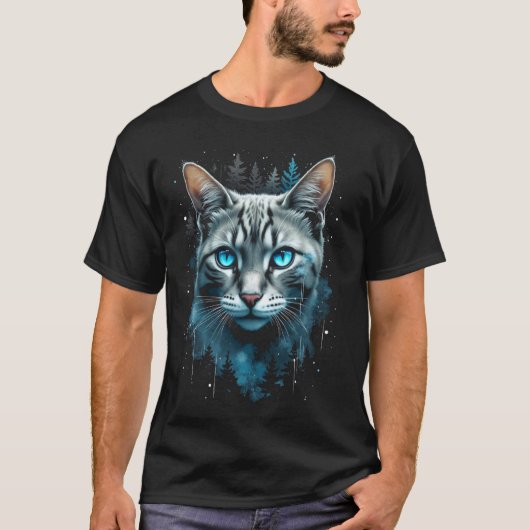 神秘的な猫 Tシャツ (正面)
