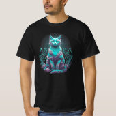 神秘的な珊瑚猫 | ブラックのみ Tシャツ (正面)