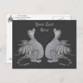 神秘的な生き物のかわいい小さな灰色の竜 ポストカード (正面/裏面)