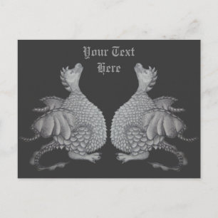 神秘的な生き物のかわいい小さな灰色の竜 ポストカード