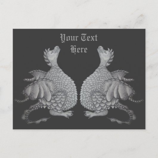 神秘的な生き物のかわいい小さな灰色の竜 ポストカード (正面)