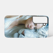 神秘的な白いトラと女性   SAMSUNG GALAXYケース (裏面横)